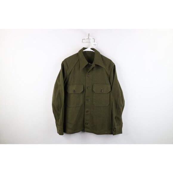 Vintage Other - Vintage 50s Korean War Mens Medium Wool Military Field Shirt Jacket Green USA